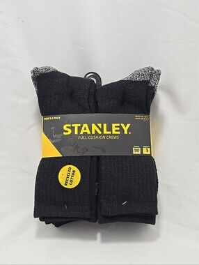 NWT Stanley Men's 8 Pack Full Cushion Crews Socks Black